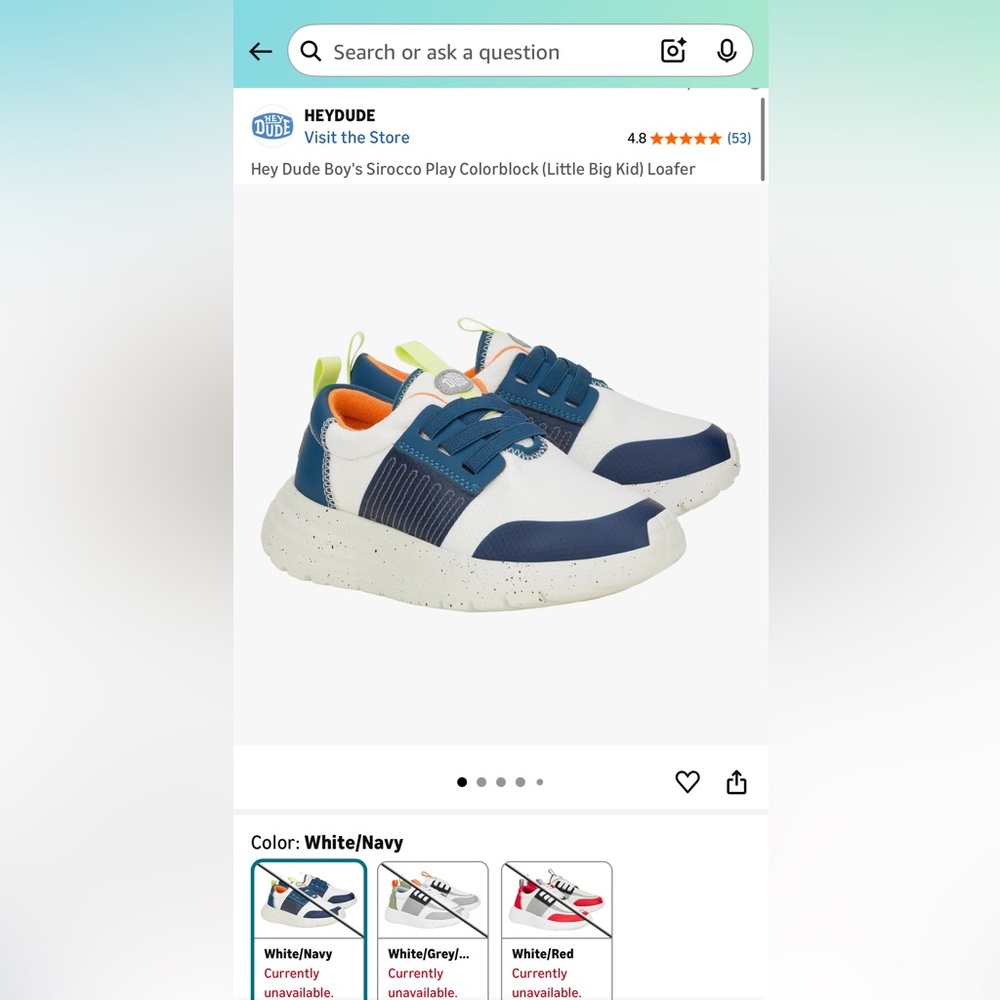 Hey Dude Kids Sneakers - Navy, Beige, and Orange